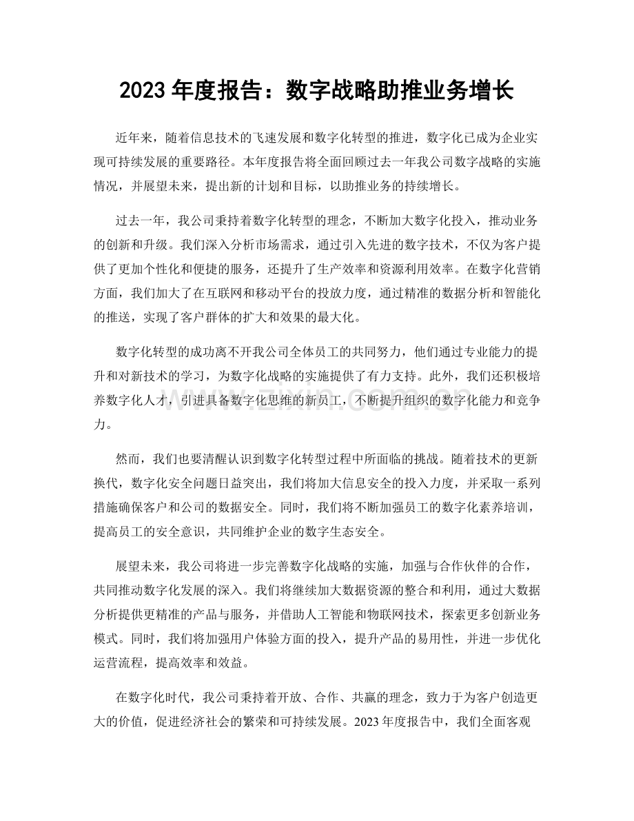 2023年度报告：数字战略助推业务增长.docx_第1页