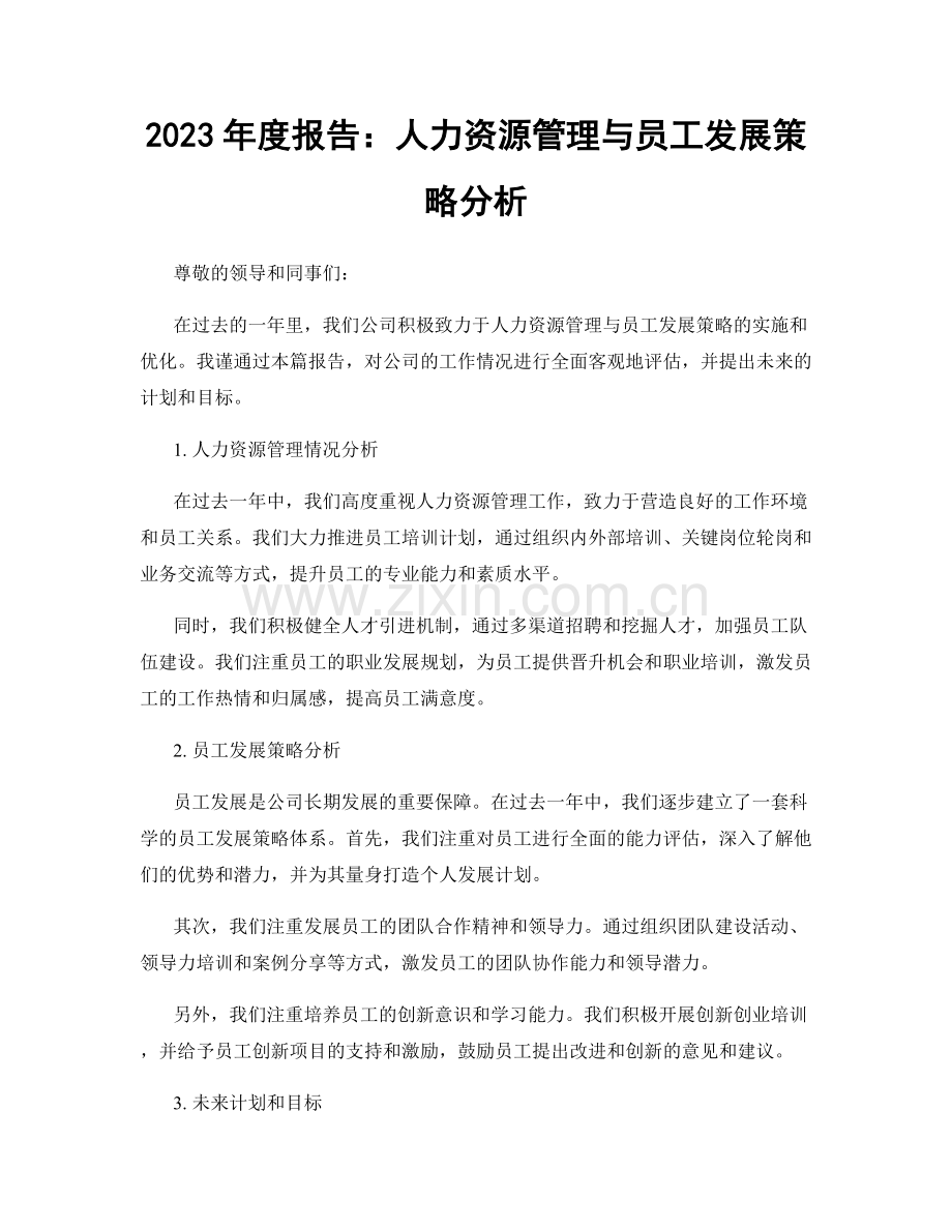 2023年度报告：人力资源管理与员工发展策略分析.docx_第1页