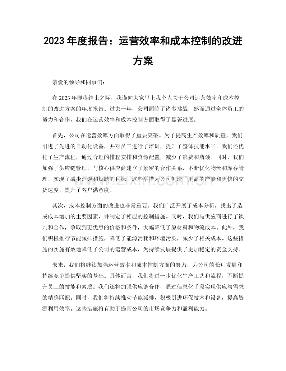 2023年度报告：运营效率和成本控制的改进方案.docx_第1页