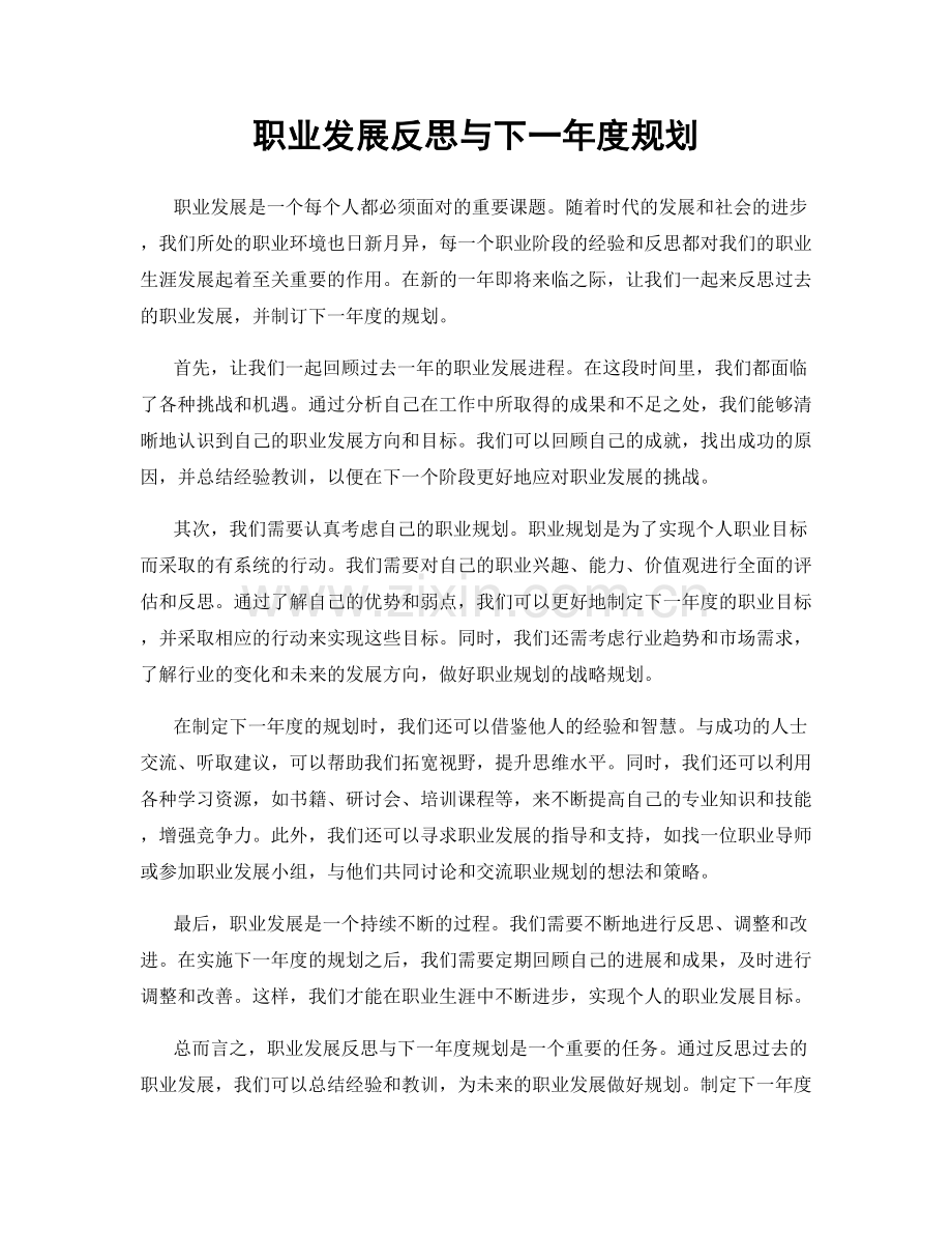 职业发展反思与下一年度规划.docx_第1页