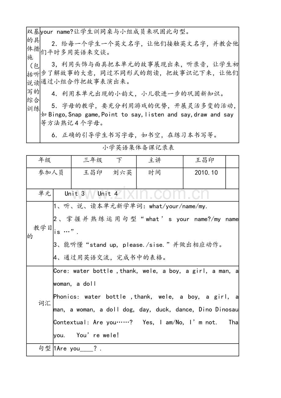 小学三年级英语集体备课记录表.doc_第2页