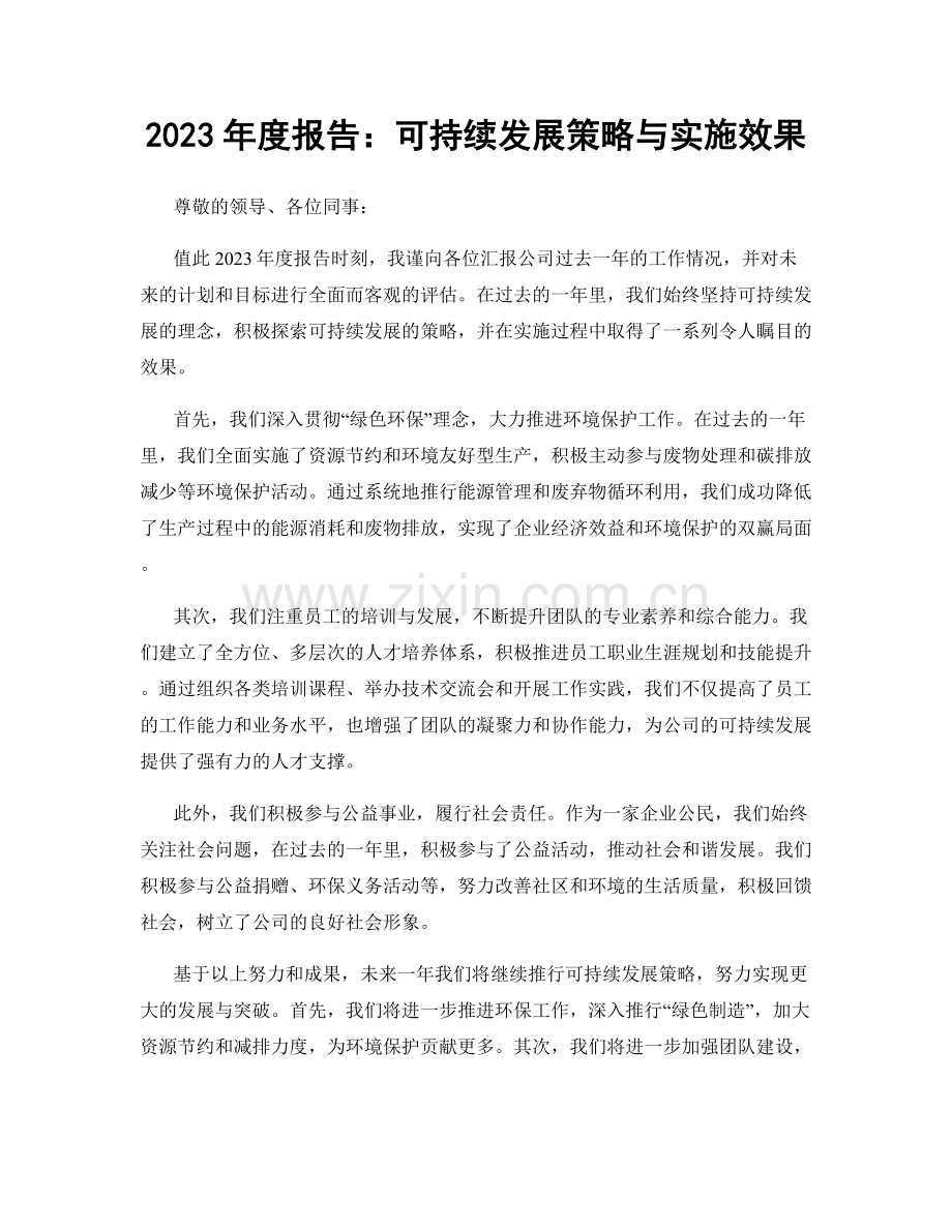 2023年度报告：可持续发展策略与实施效果.docx_第1页