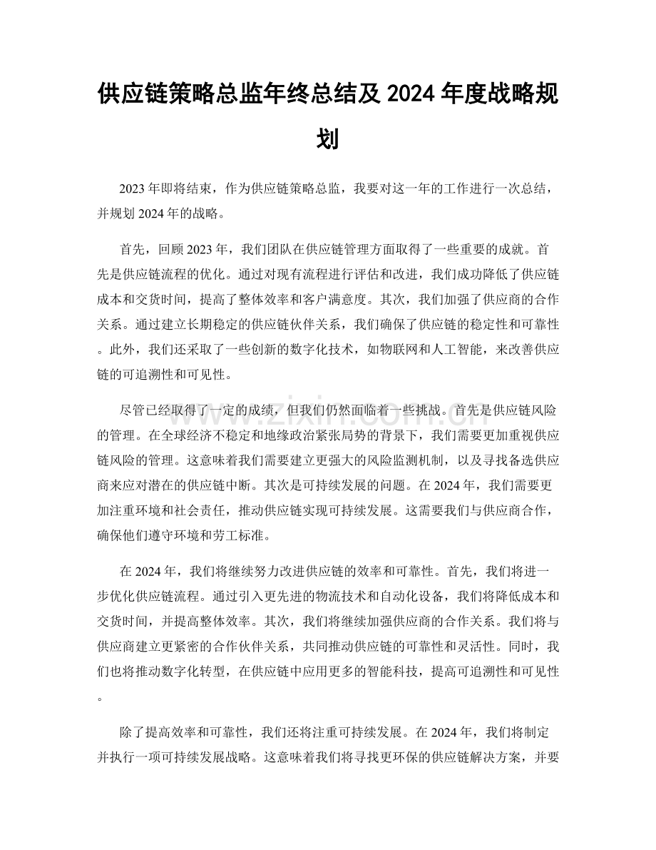 供应链策略总监年终总结及2024年度战略规划.docx_第1页