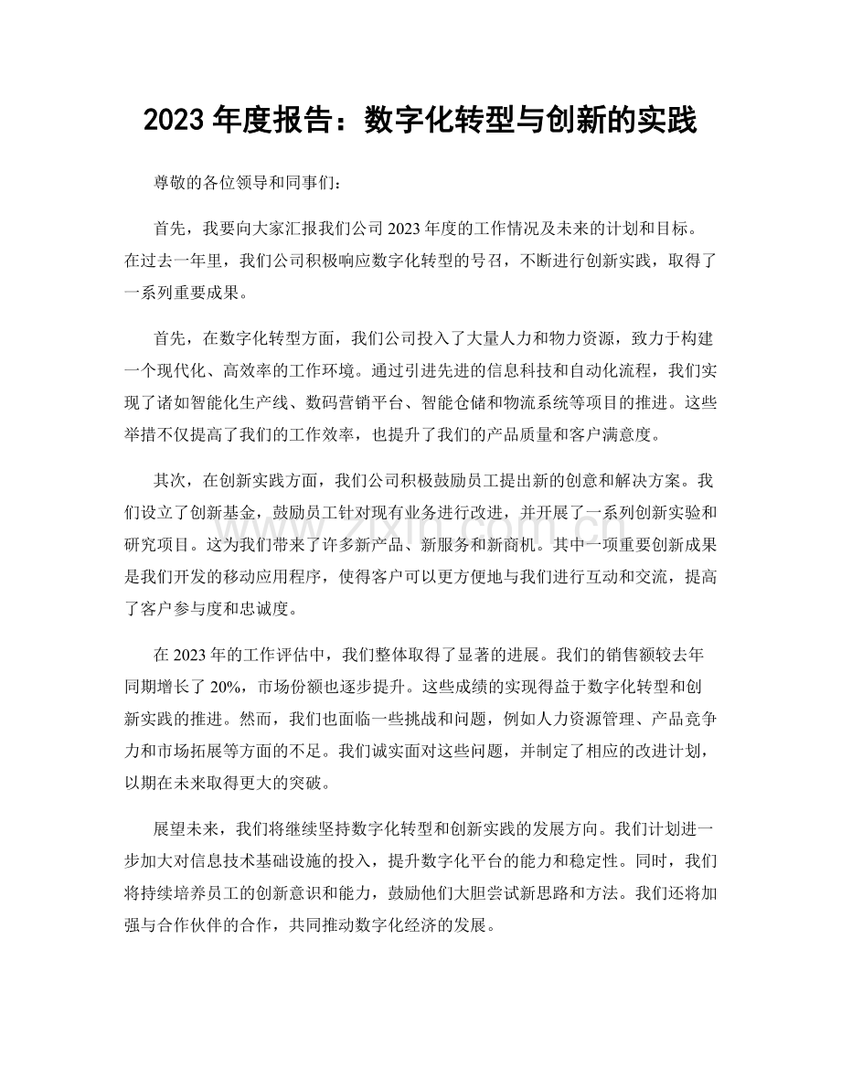 2023年度报告：数字化转型与创新的实践.docx_第1页