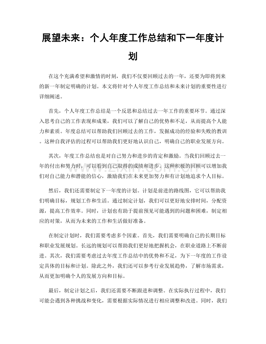 展望未来：个人年度工作总结和下一年度计划.docx_第1页