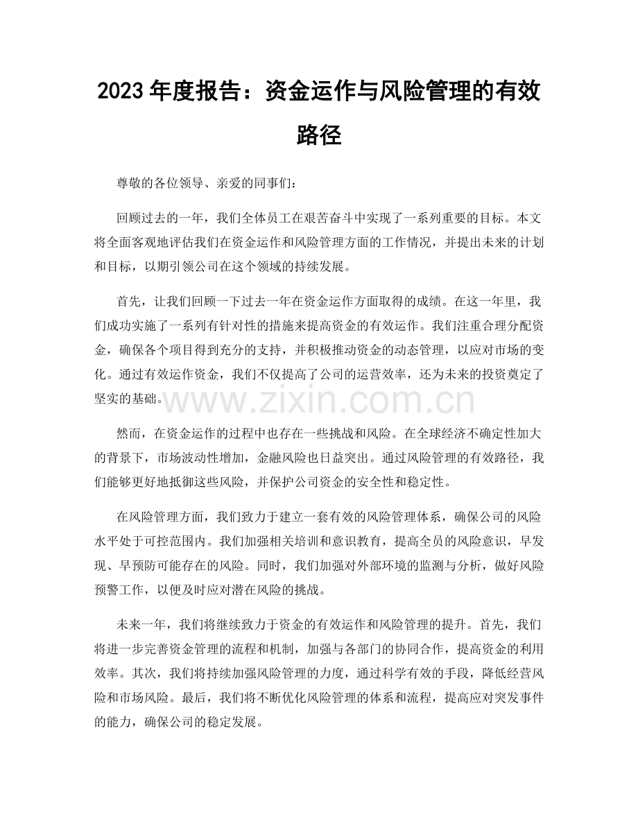 2023年度报告：资金运作与风险管理的有效路径.docx_第1页