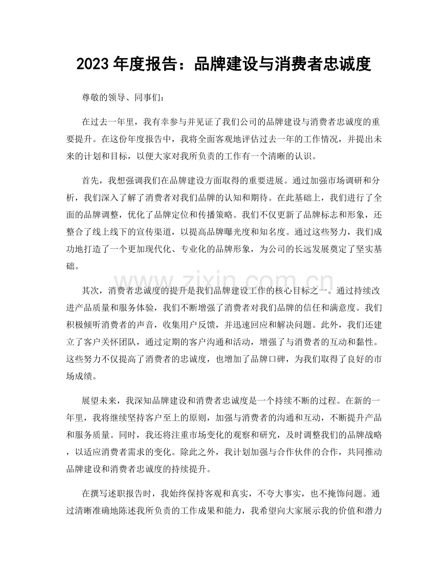 2023年度报告：品牌建设与消费者忠诚度.docx_第1页