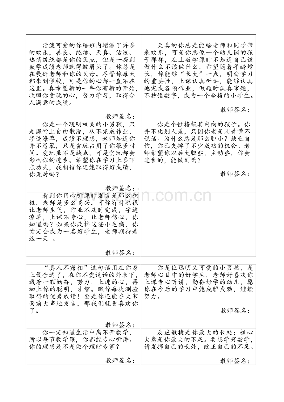 小学数学评语.doc_第3页