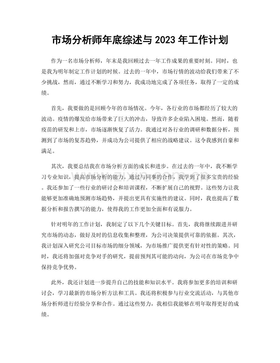 市场分析师年底综述与2023年工作计划.docx_第1页