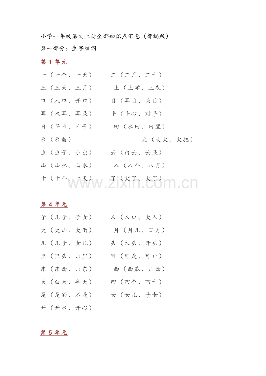 小学一年级语文全部知识点汇总.doc_第1页