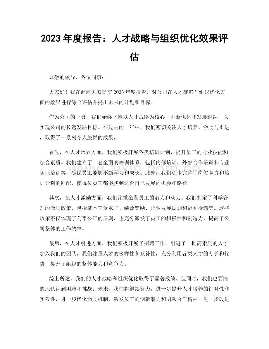 2023年度报告：人才战略与组织优化效果评估.docx_第1页