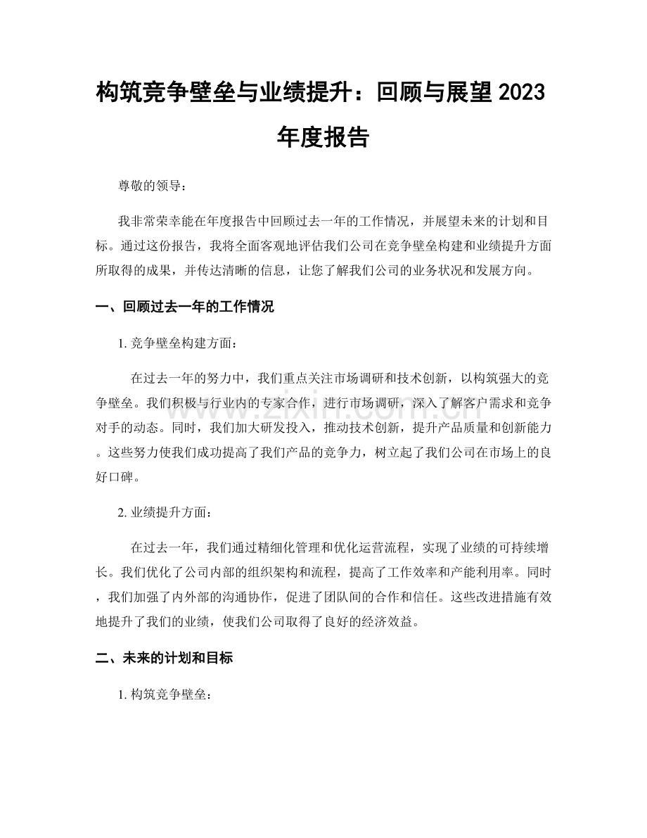 构筑竞争壁垒与业绩提升：回顾与展望2023年度报告.docx_第1页