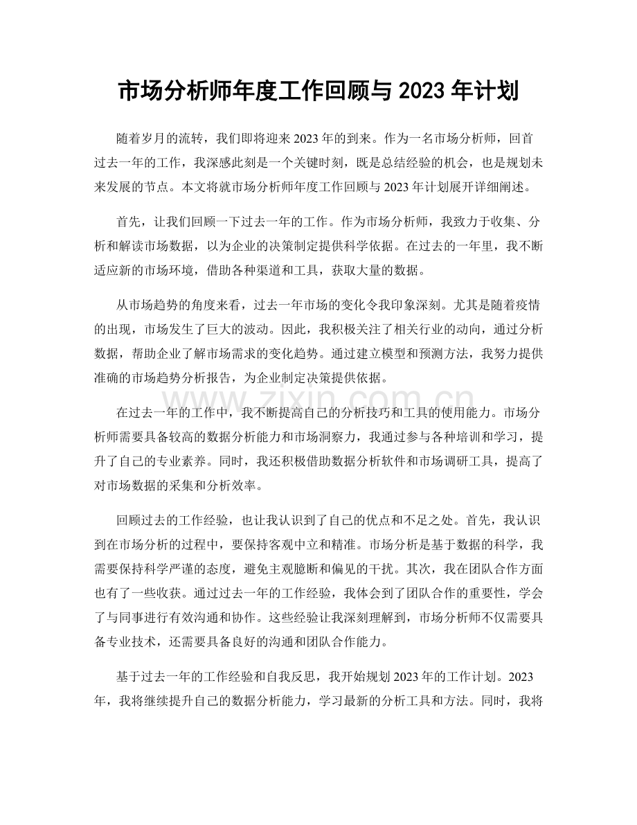 市场分析师年度工作回顾与2023年计划.docx_第1页