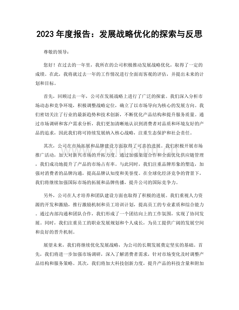 2023年度报告：发展战略优化的探索与反思.docx_第1页