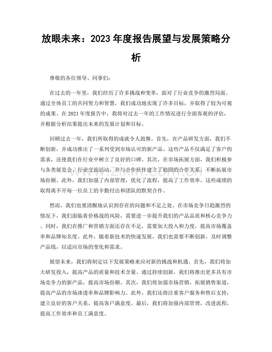 放眼未来：2023年度报告展望与发展策略分析.docx_第1页