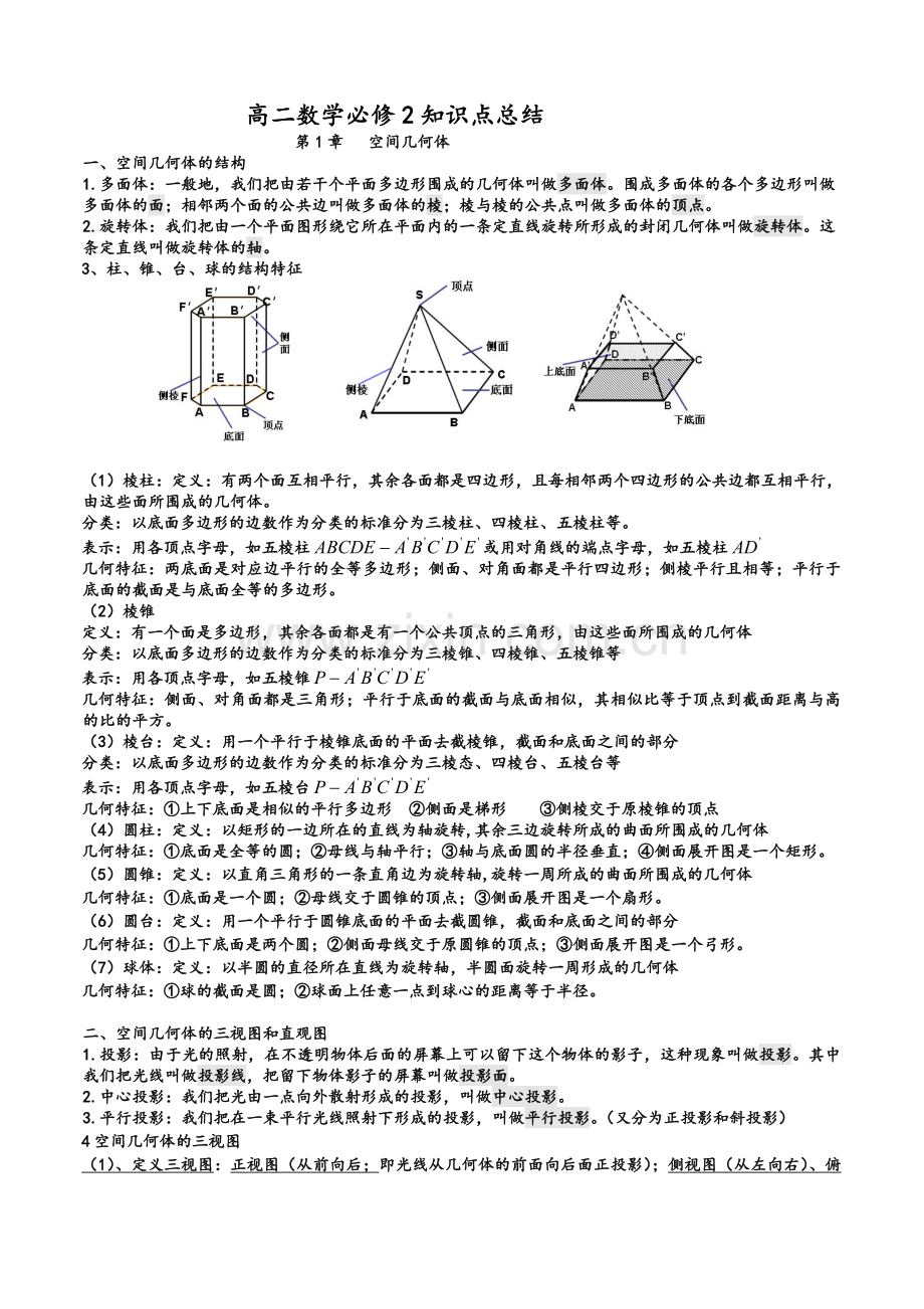 打印版-高二数学必修2知识点总结.doc_第1页