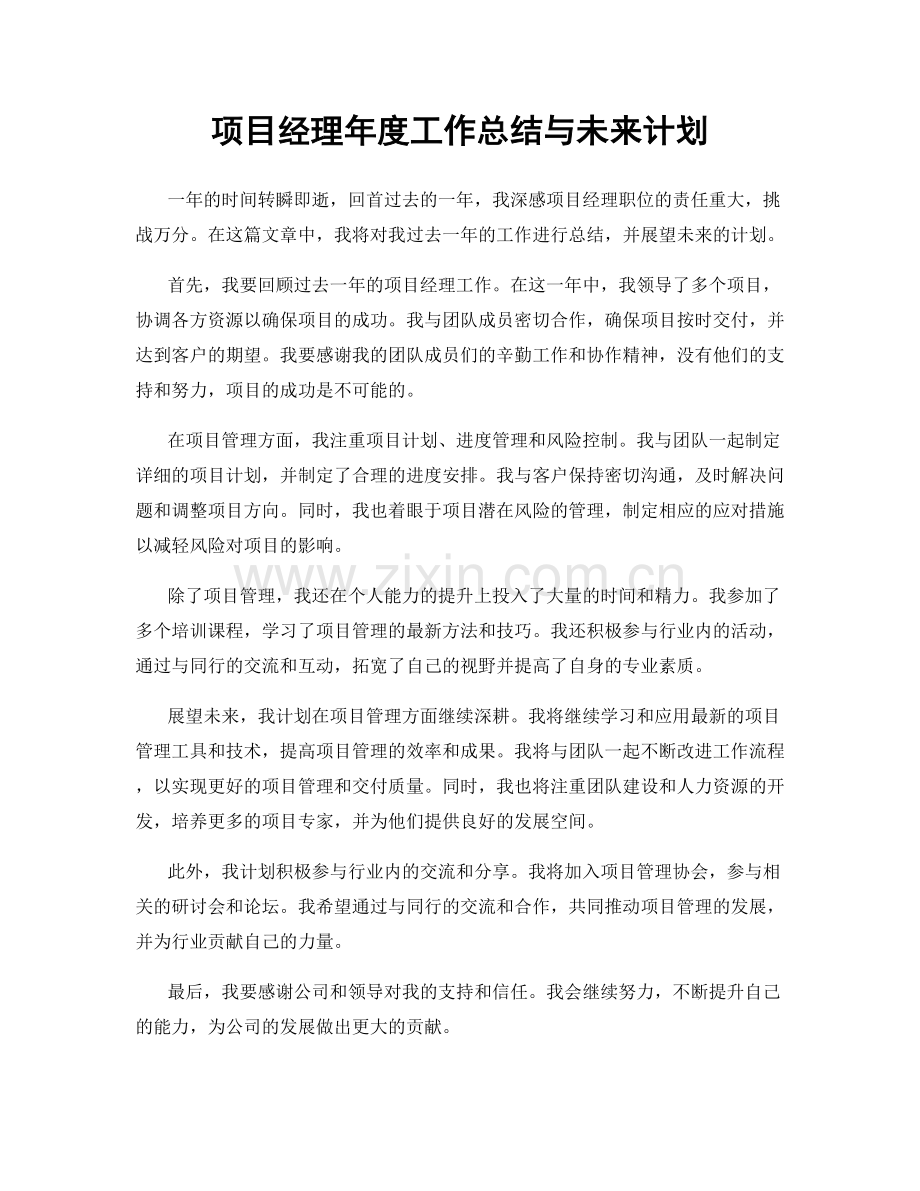 项目经理年度工作总结与未来计划.docx_第1页