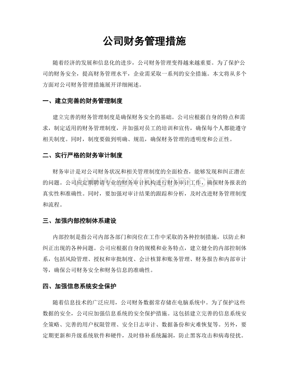 公司财务管理措施.docx_第1页