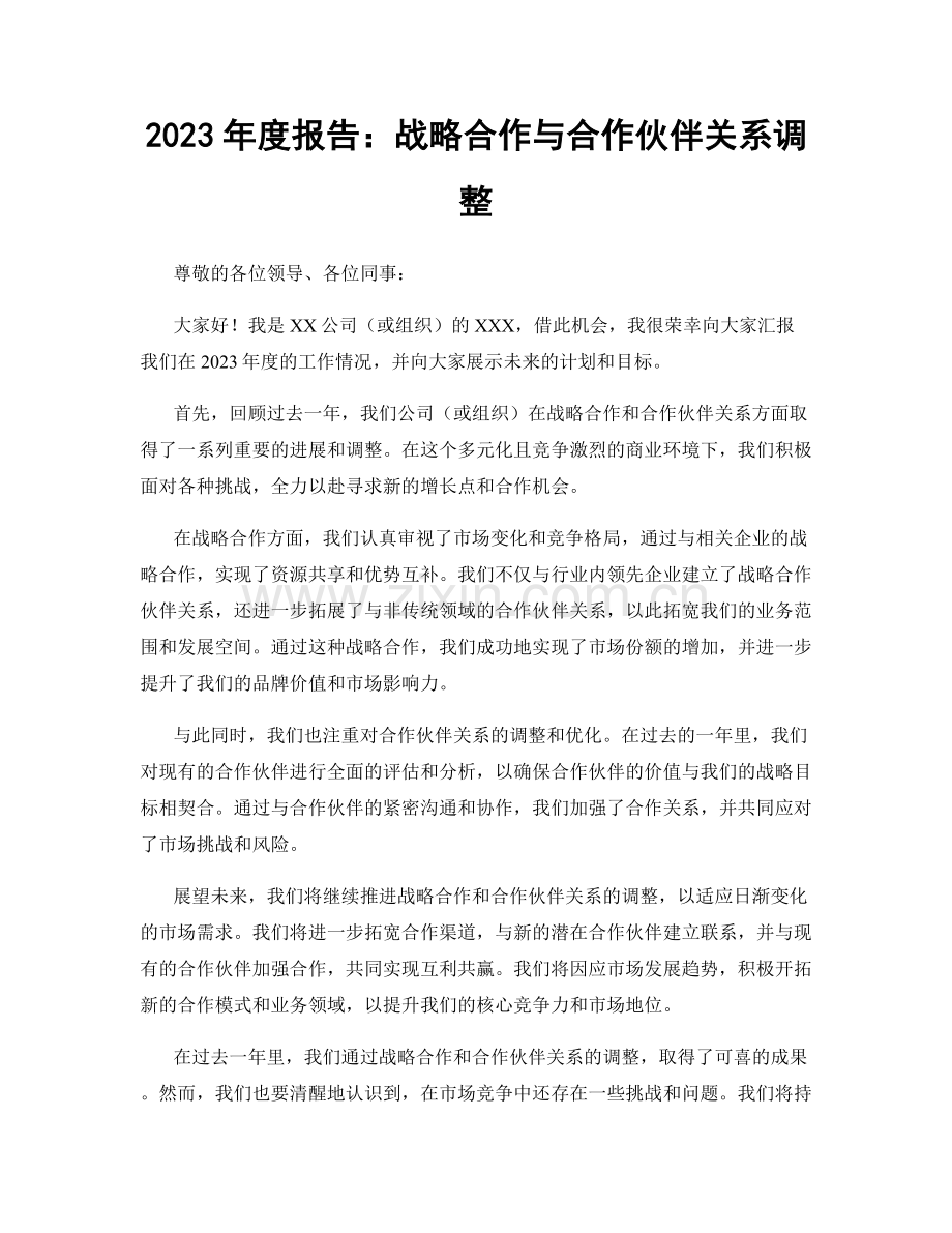 2023年度报告：战略合作与合作伙伴关系调整.docx_第1页