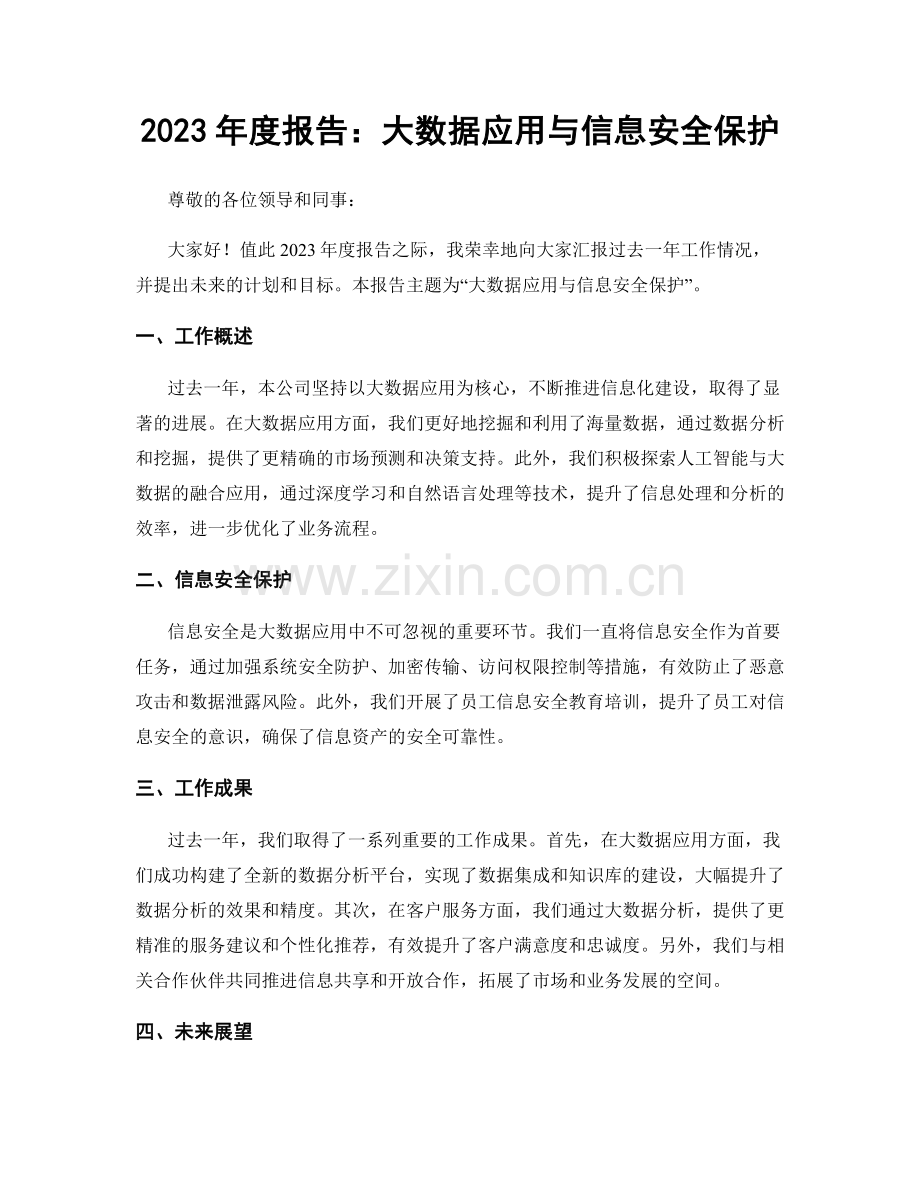 2023年度报告：大数据应用与信息安全保护.docx_第1页