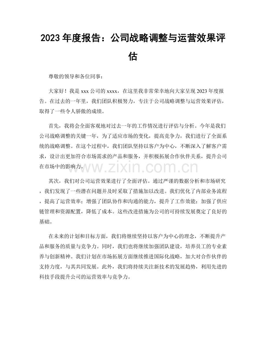 2023年度报告：公司战略调整与运营效果评估.docx_第1页