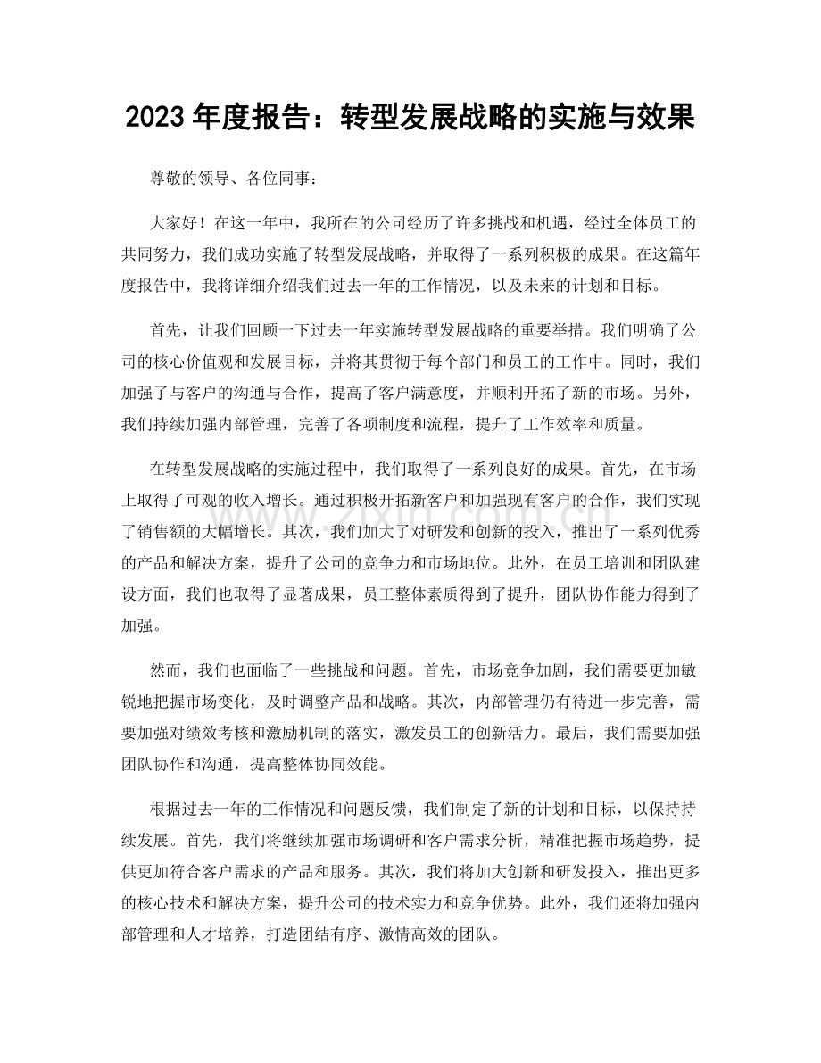 2023年度报告：转型发展战略的实施与效果.docx_第1页