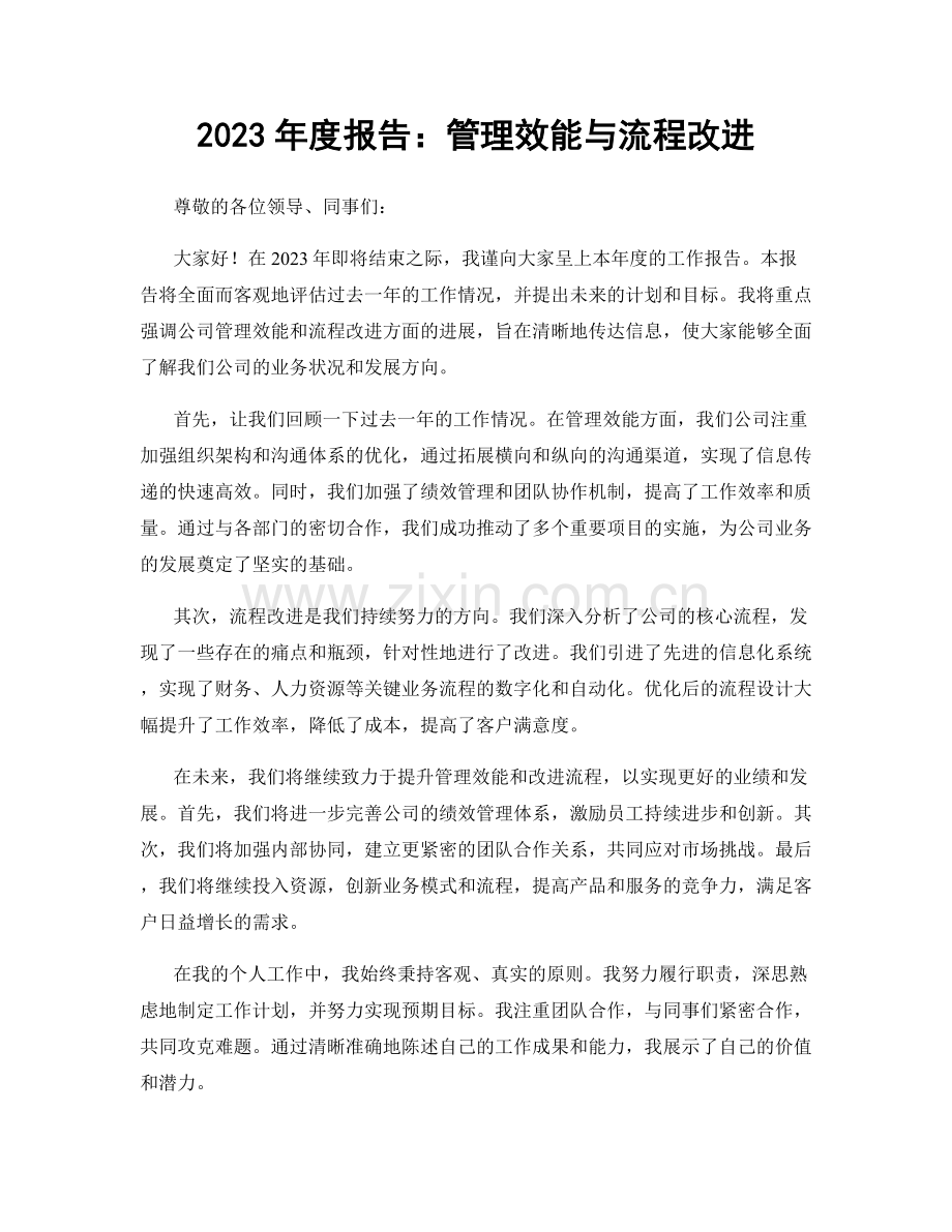 2023年度报告：管理效能与流程改进.docx_第1页