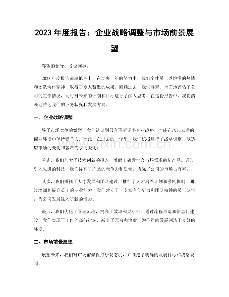 2023年度报告：企业战略调整与市场前景展望.docx_第1页