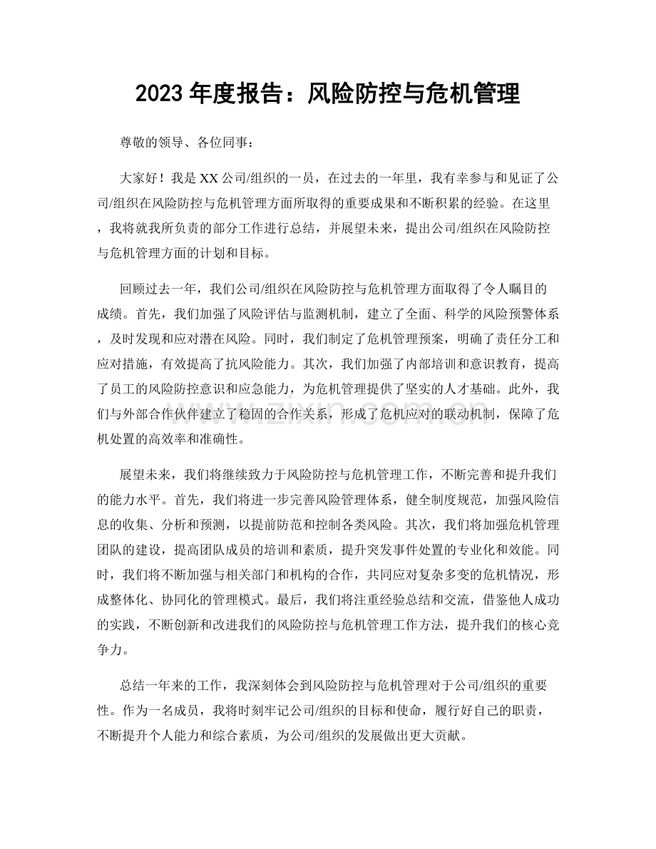 2023年度报告：风险防控与危机管理.docx_第1页