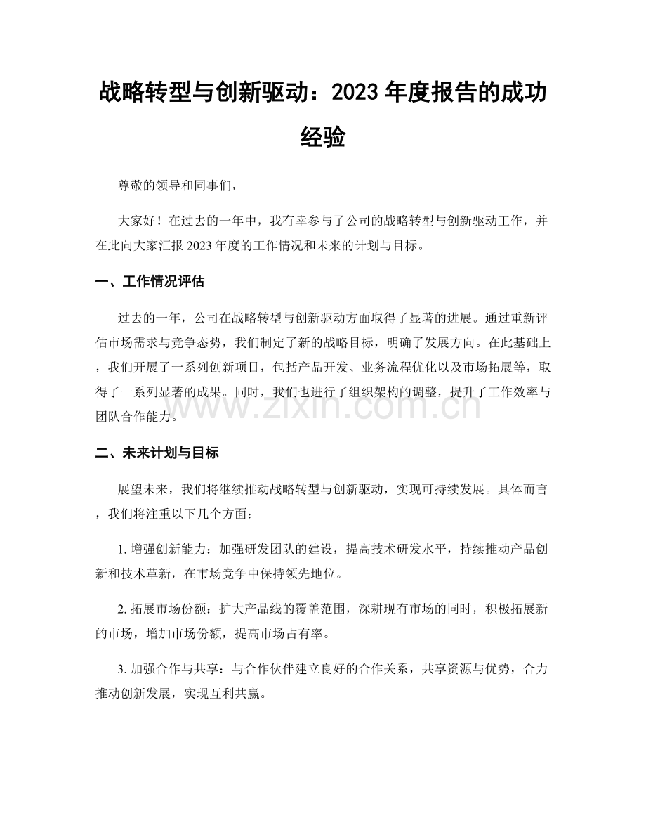 战略转型与创新驱动：2023年度报告的成功经验.docx_第1页