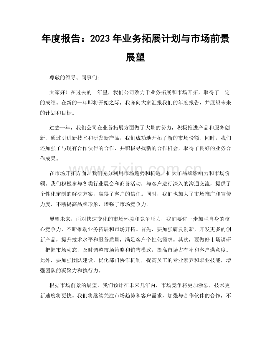 年度报告：2023年业务拓展计划与市场前景展望.docx_第1页