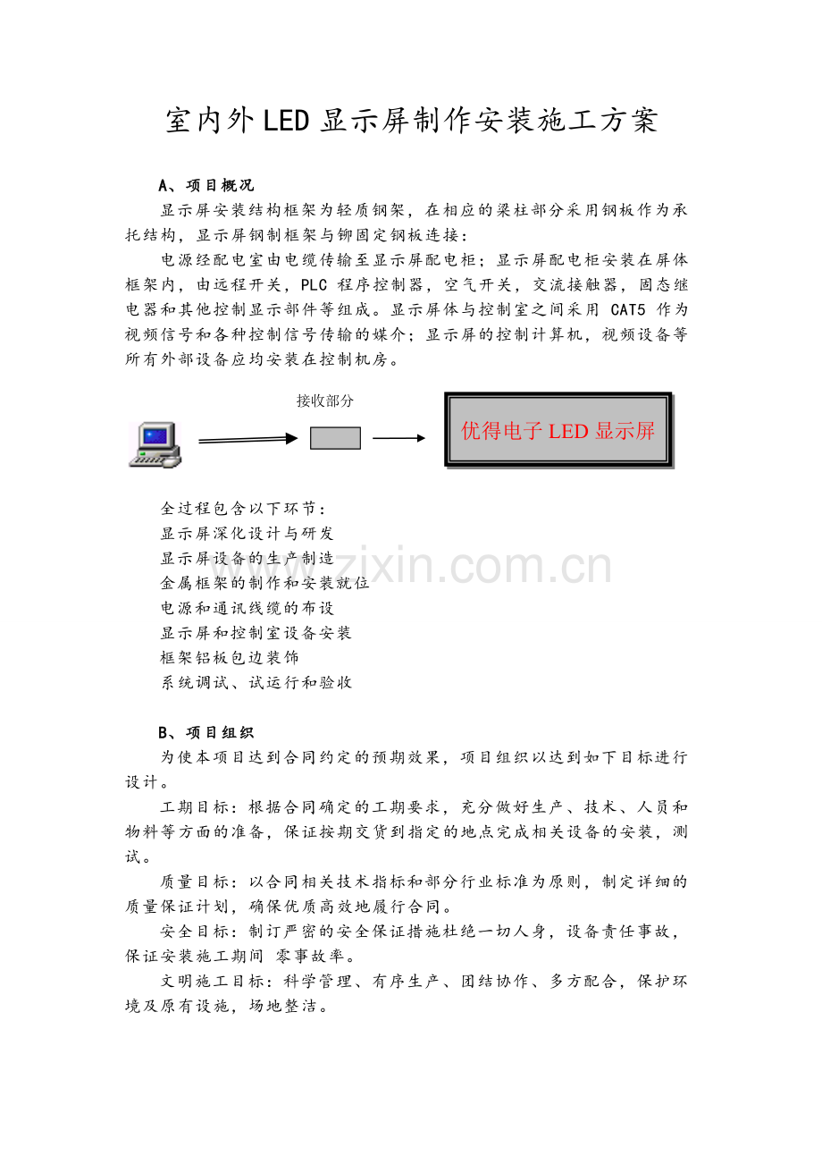 室内外LED显示屏制作安装施工方案.doc_第1页