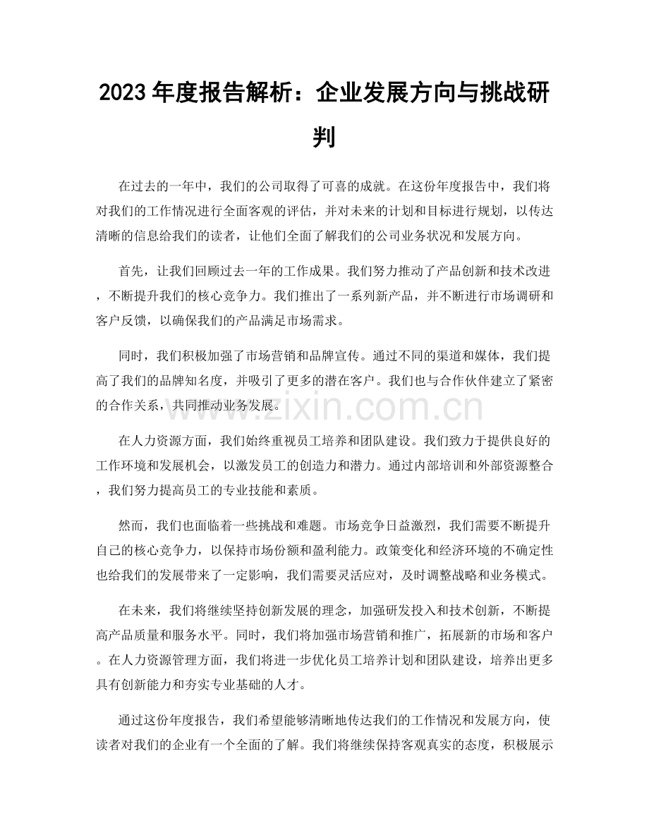 2023年度报告解析：企业发展方向与挑战研判.docx_第1页