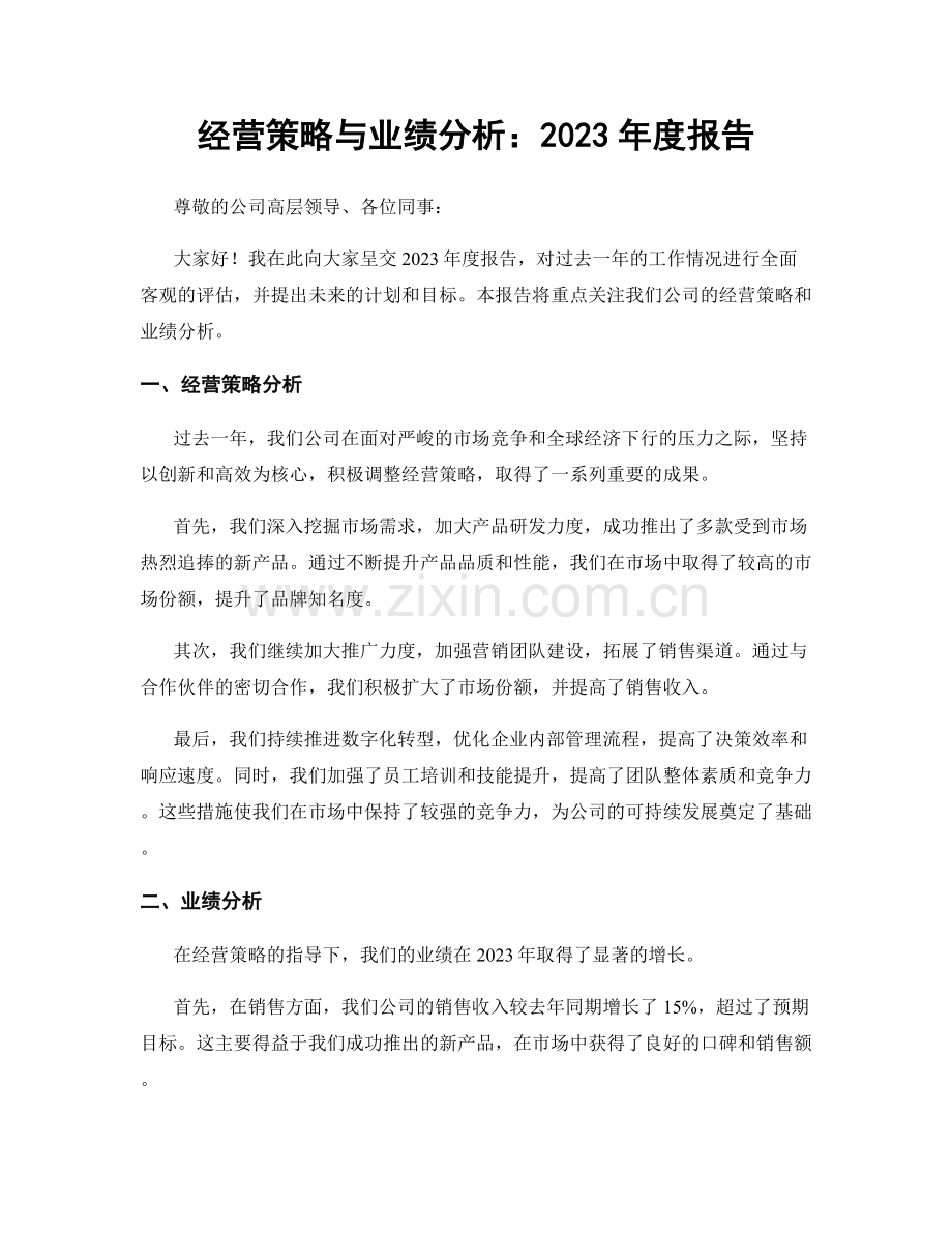 经营策略与业绩分析：2023年度报告.docx_第1页