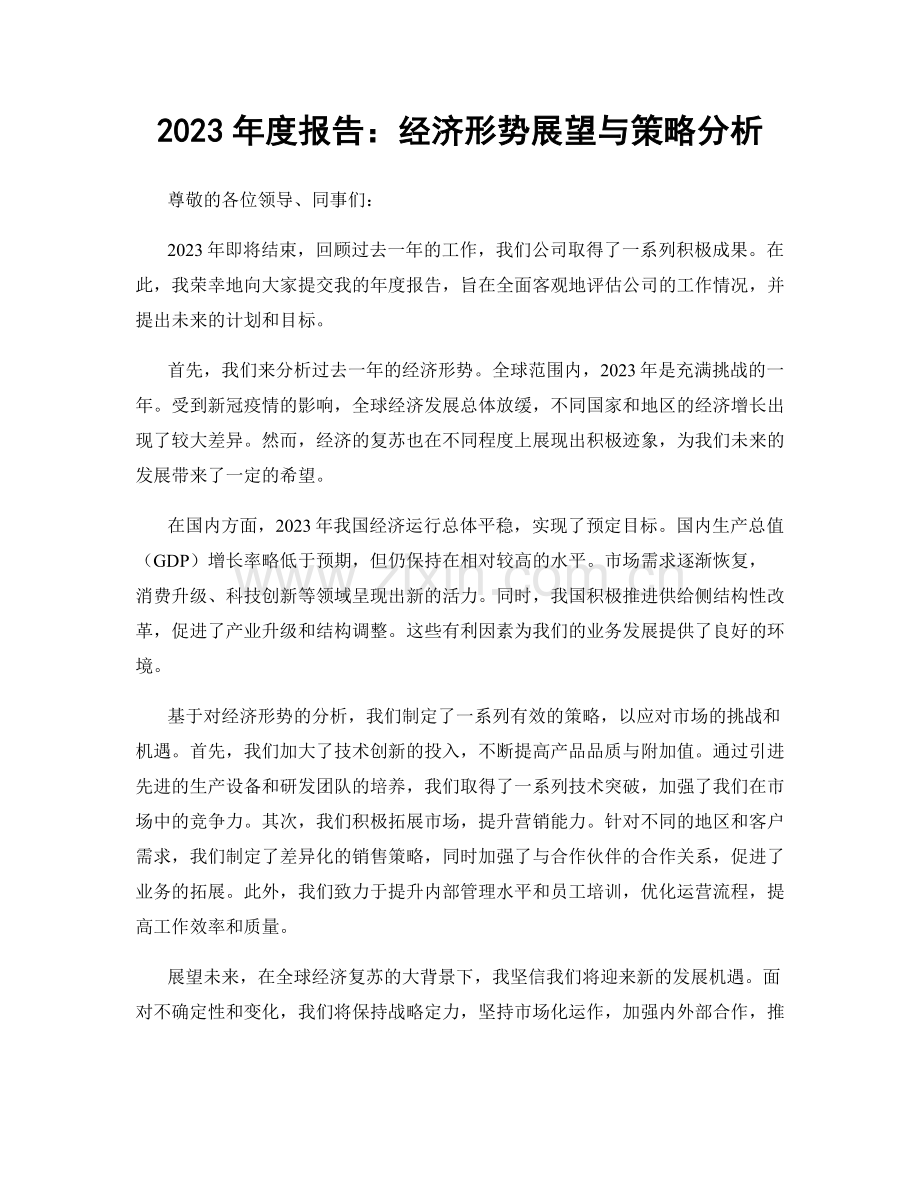 2023年度报告：经济形势展望与策略分析.docx_第1页