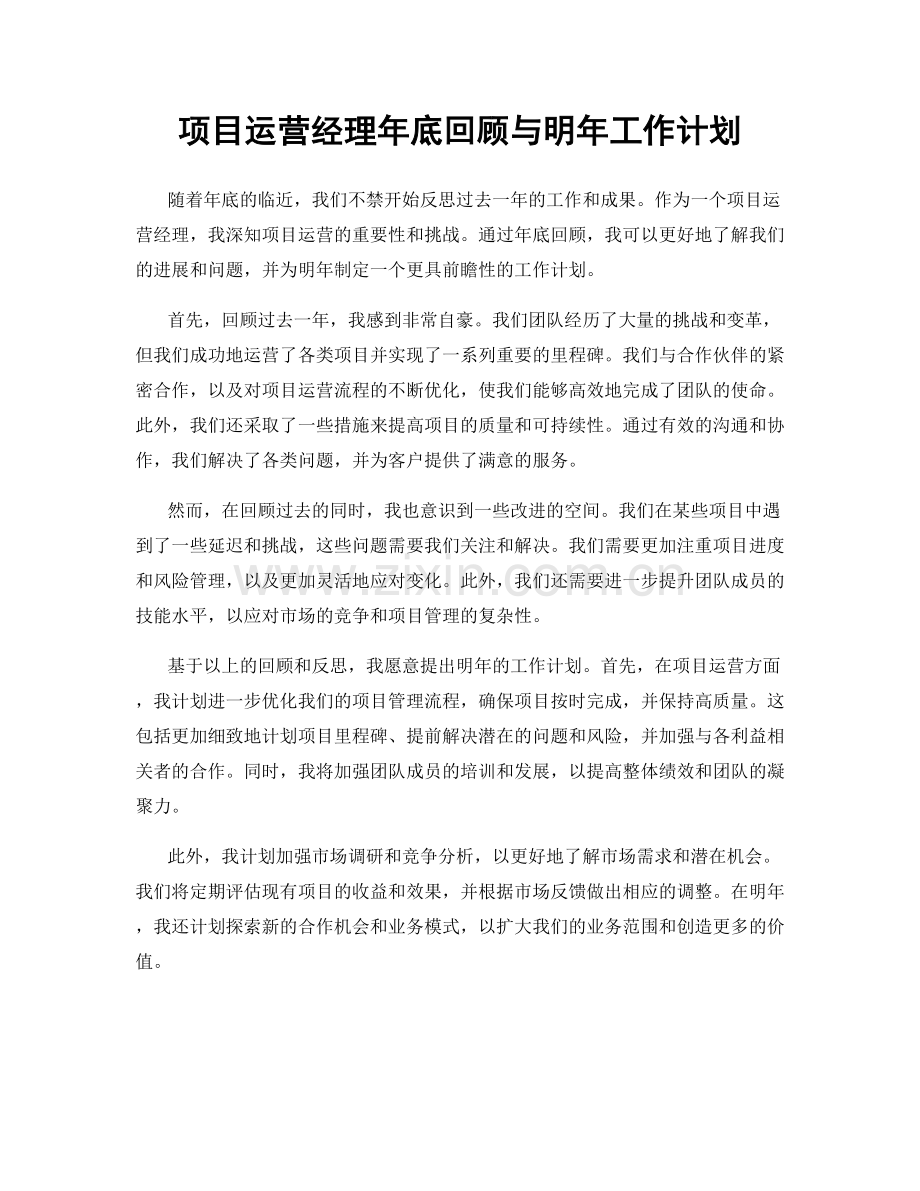 项目运营经理年底回顾与明年工作计划.docx_第1页