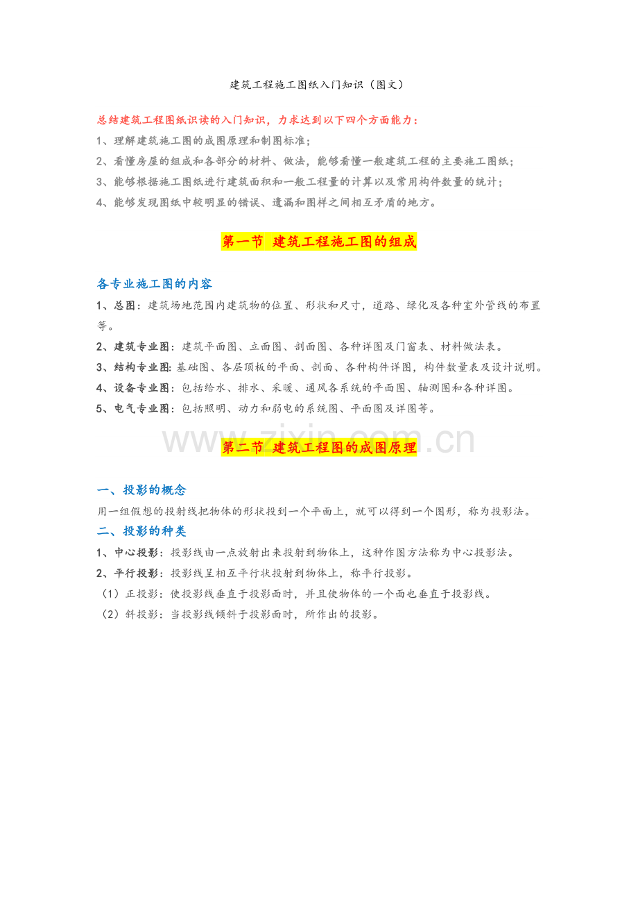 建筑工程施工图纸入门知识.doc_第1页