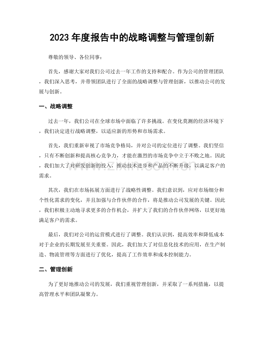 2023年度报告中的战略调整与管理创新.docx_第1页