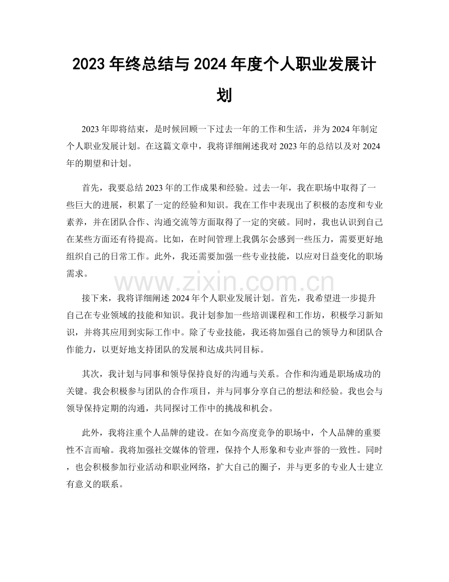 2023年终总结与2024年度个人职业发展计划.docx_第1页