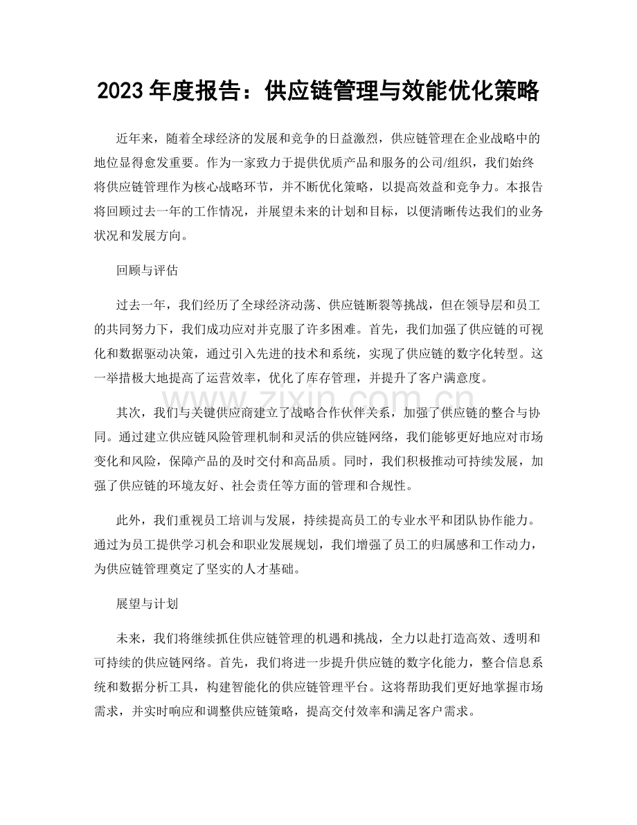 2023年度报告：供应链管理与效能优化策略.docx_第1页