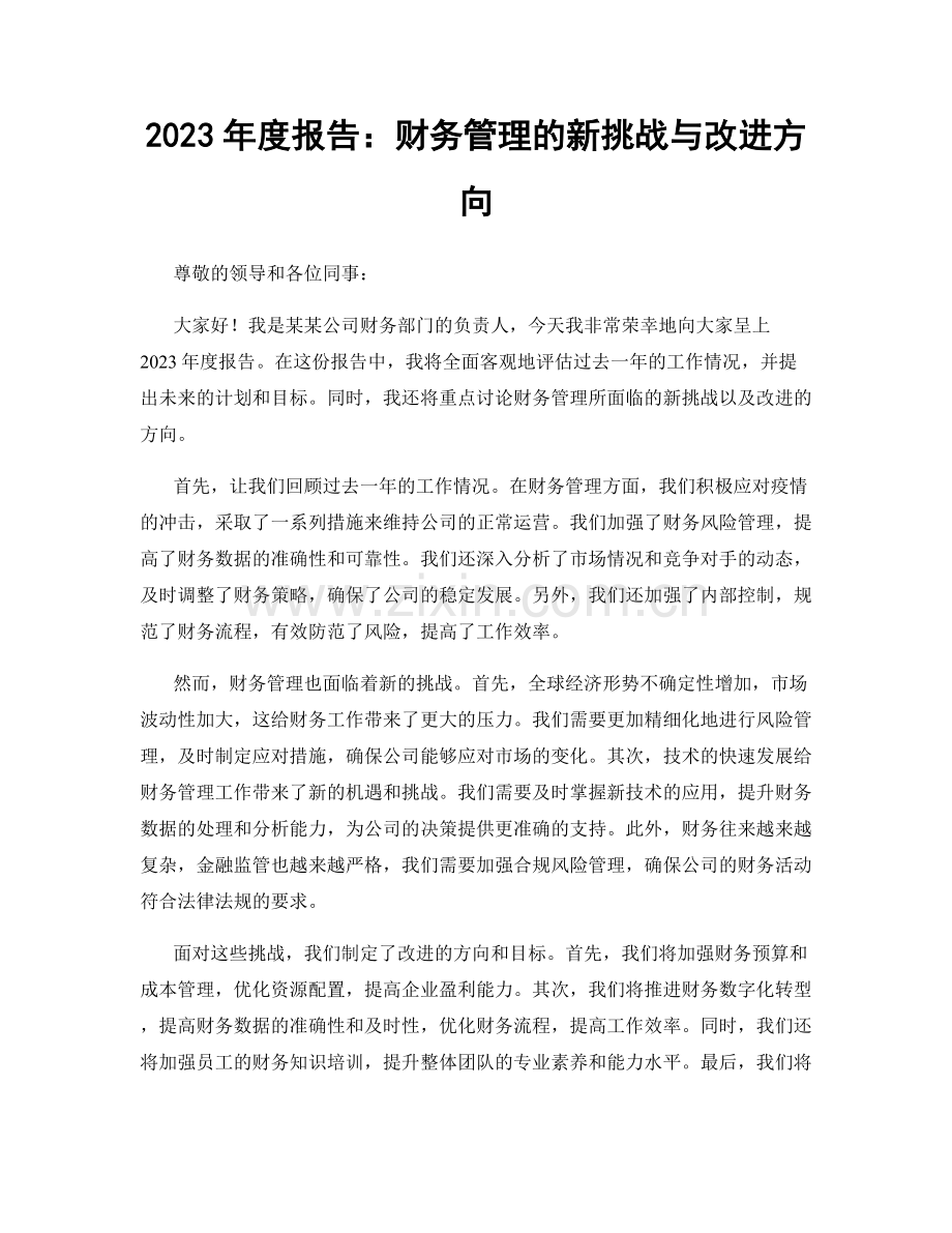 2023年度报告：财务管理的新挑战与改进方向.docx_第1页