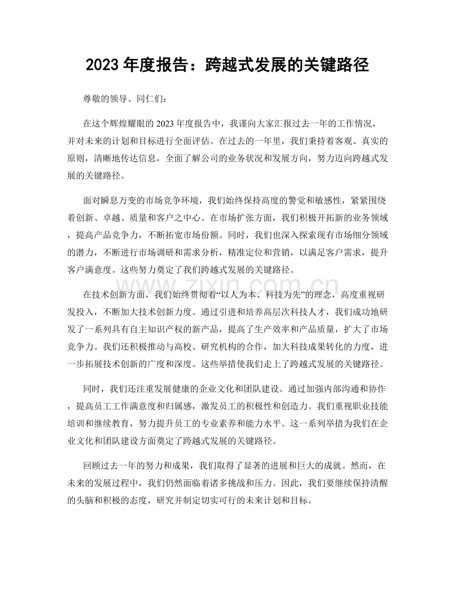 2023年度报告：跨越式发展的关键路径.docx_第1页