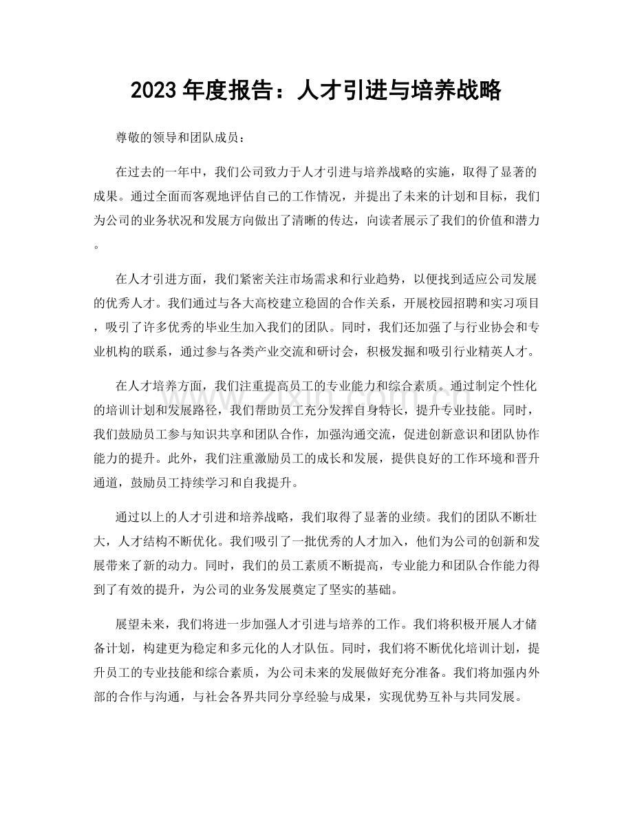 2023年度报告：人才引进与培养战略.docx_第1页