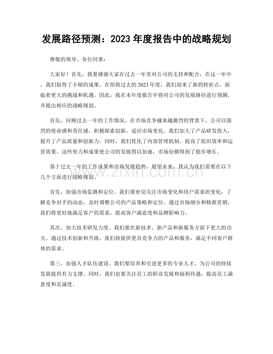 发展路径预测：2023年度报告中的战略规划.docx_第1页