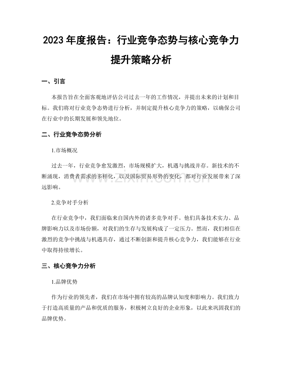 2023年度报告：行业竞争态势与核心竞争力提升策略分析.docx_第1页