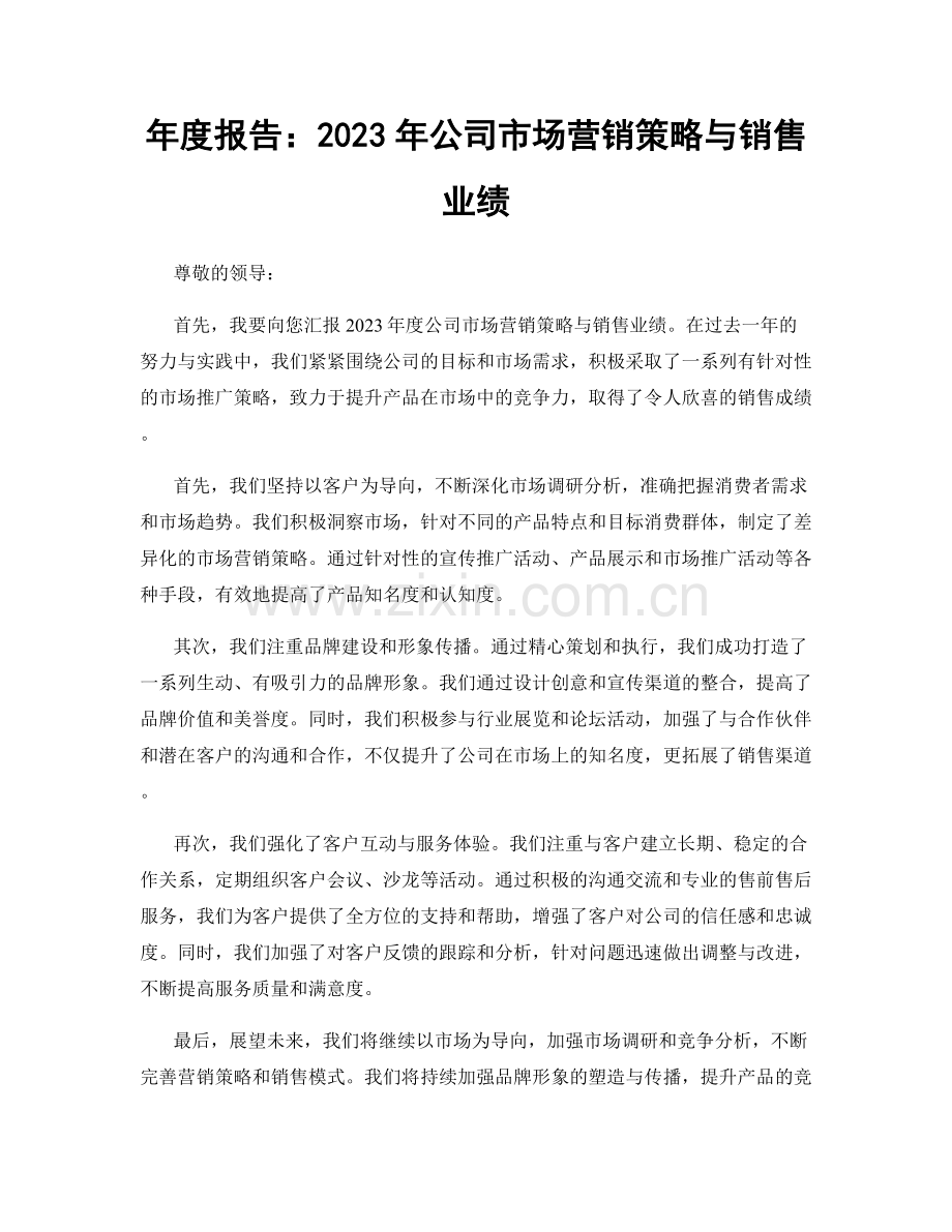 年度报告：2023年公司市场营销策略与销售业绩.docx_第1页