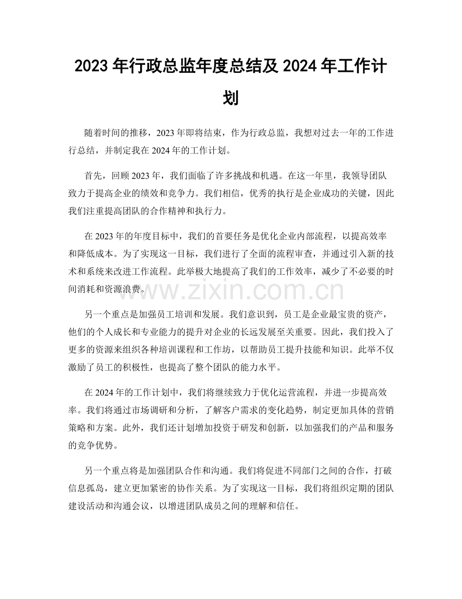 2023年行政总监年度总结及2024年工作计划.docx_第1页