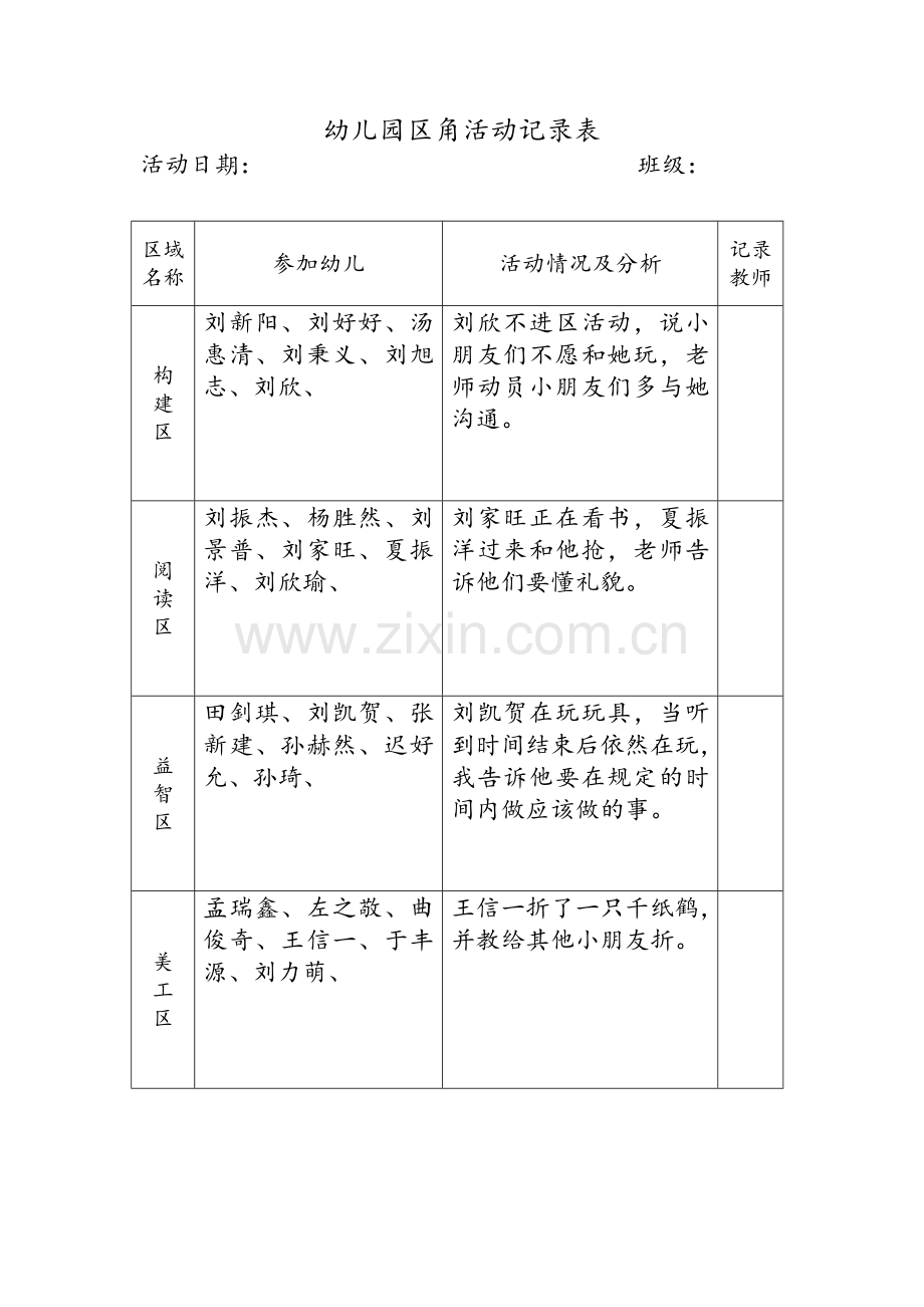 幼儿园区角活动记录文本表.doc_第3页