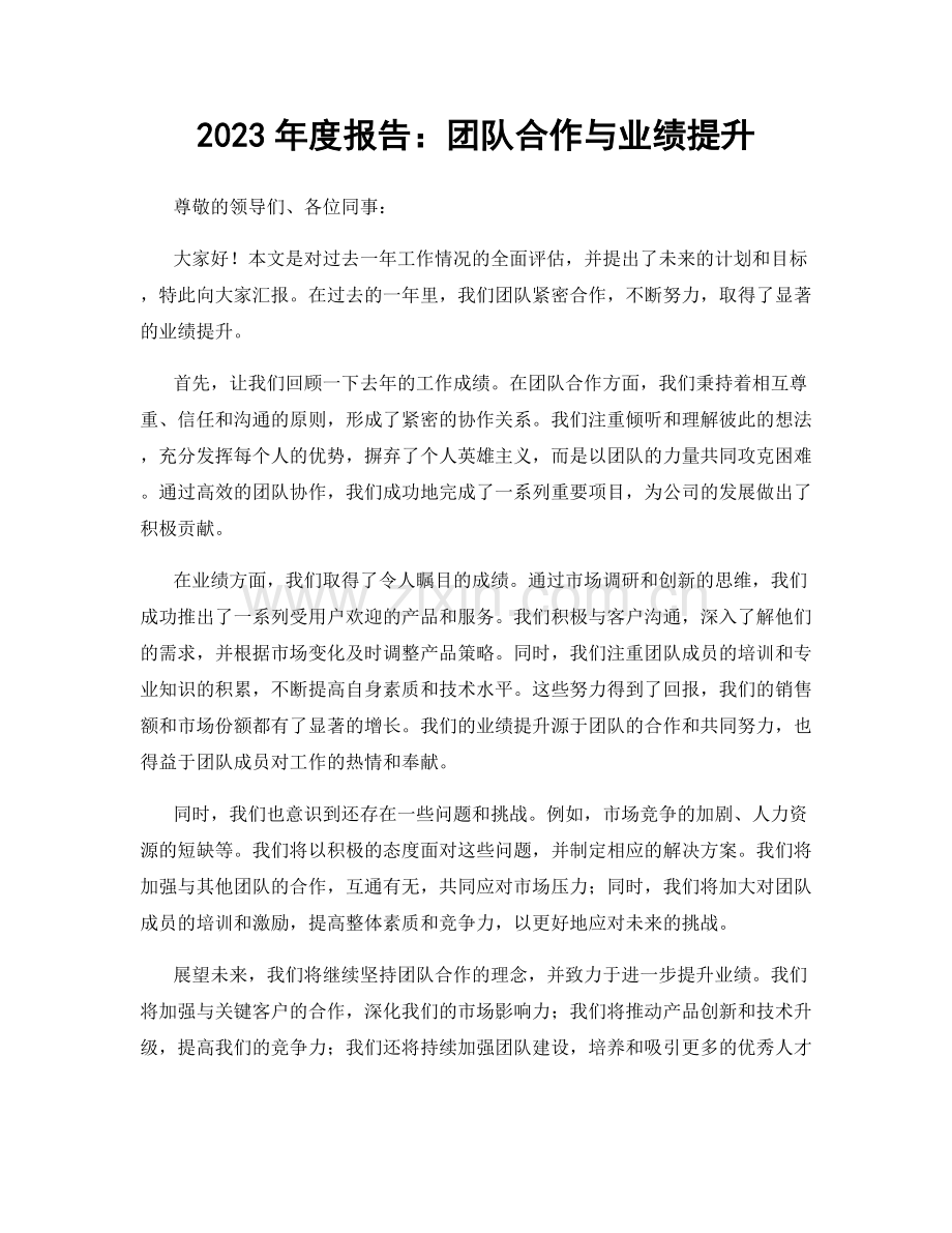 2023年度报告：团队合作与业绩提升.docx_第1页