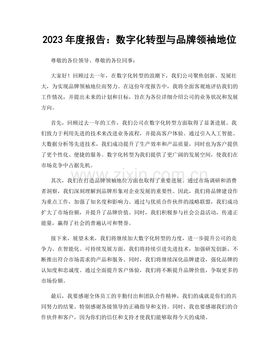 2023年度报告：数字化转型与品牌领袖地位.docx_第1页